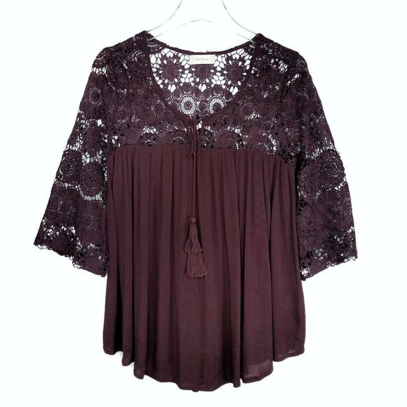 Altar'd State Wild Ginger Crochet Lace Boho Blouse - Picture 1 of 10